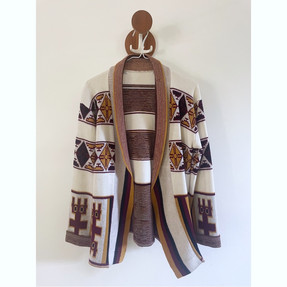 Vintage Space Dye Ethnic Open Sweater Cardigan- Size Medium
